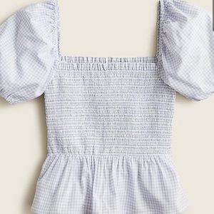 J. Crew Square-neck smocked cotton voile top in gingham